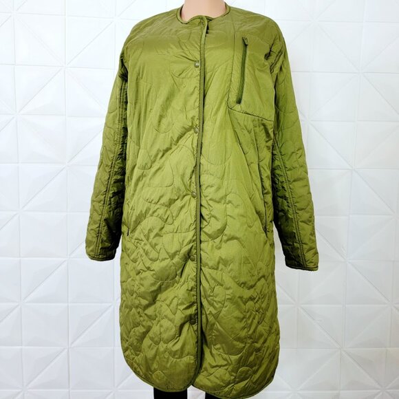 Lululemon Women's Heathered Juniper Green Insulated Quilted Long Bomber Jacket 8 - Picture 2 of 9